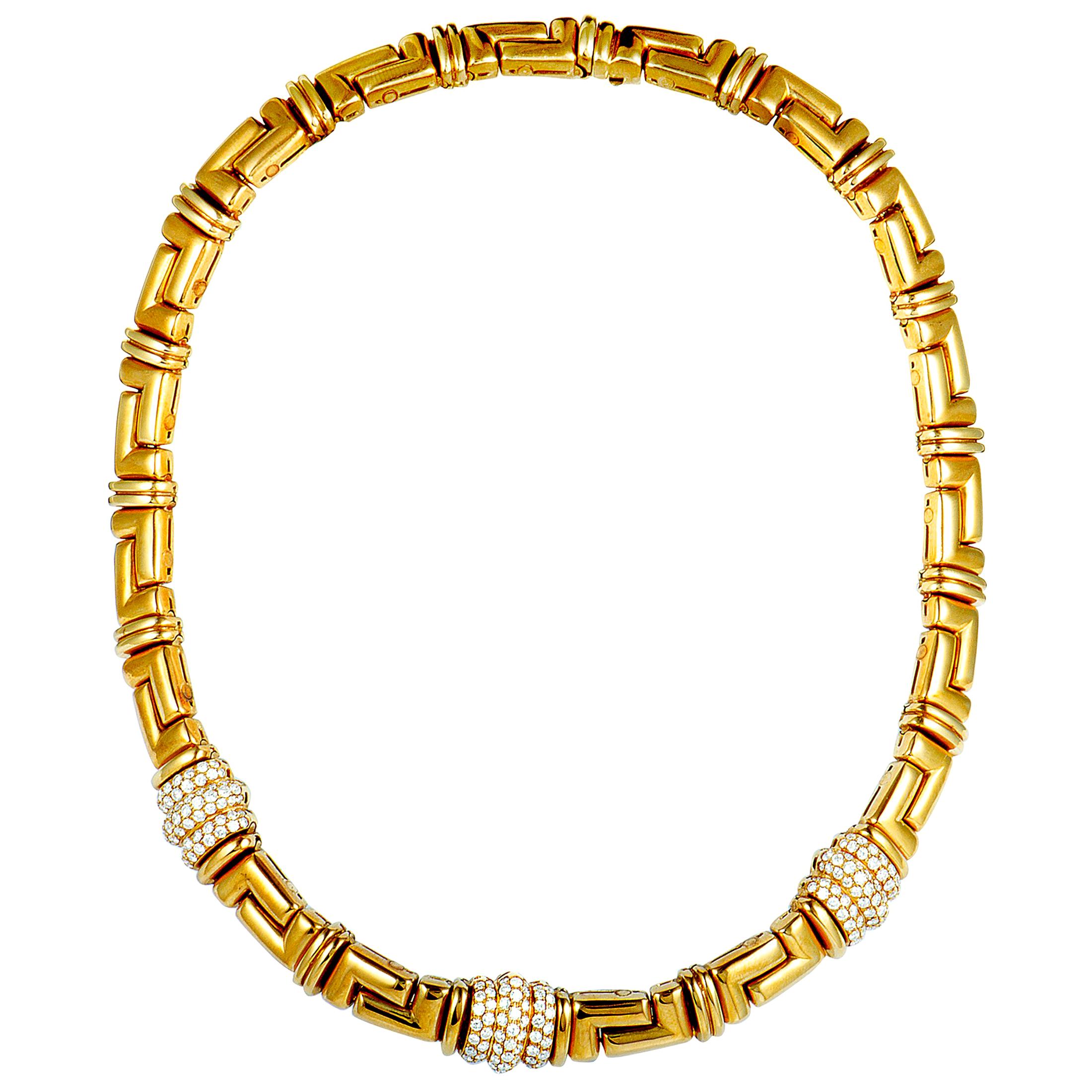 Bulgari Diamond Yellow Gold Collar Necklace