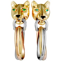 Cartier Vintage Panthère Yellow, White & Rose Gold Emerald Onyx Clip-On Earrings