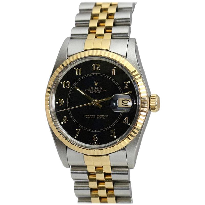 Rolex Datejust Ref 16013 SS and Gold with Black "Boiler Gauge" Dial, circa 1984