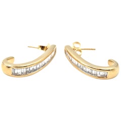 1.30 Carat Diamond 14 Karat Yellow Gold Diamond Solitaire Drop Earrings