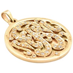 Monogram Pendant 14 Karat Yellow Gold and 1.00 Carat Diamonds 15.6 Grams
