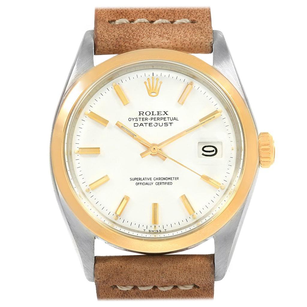 Rolex Date Vintage Steel Yellow Gold White Dial Men's Watch 1600