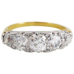 Platinum 18 Carat Yellow Gold Victorian G-H Color Diamond Half-Hoop, circa 1900