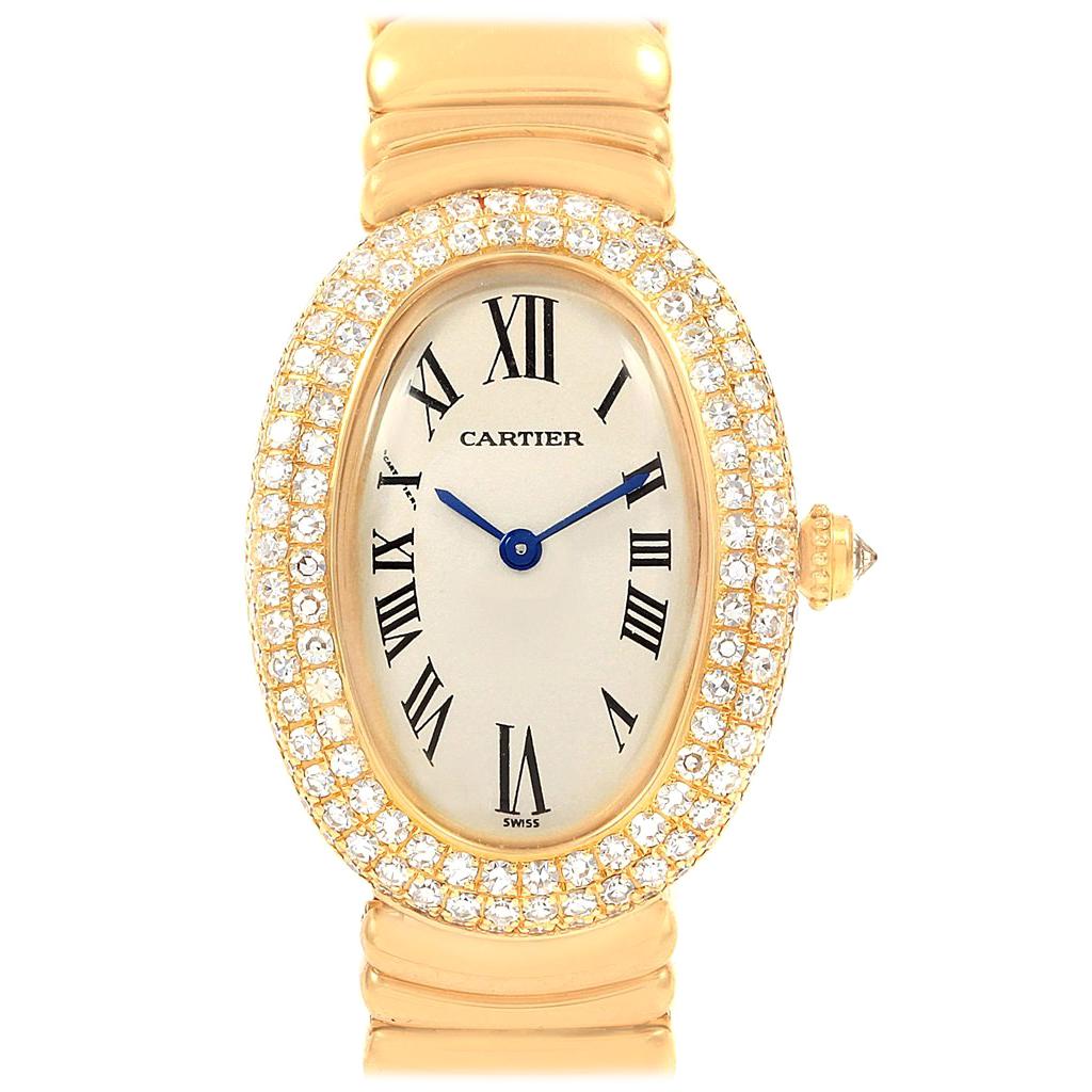 Cartier Baignoire Joaillerie 18 Karat Yellow Gold Diamond Ladies Watch, 1950