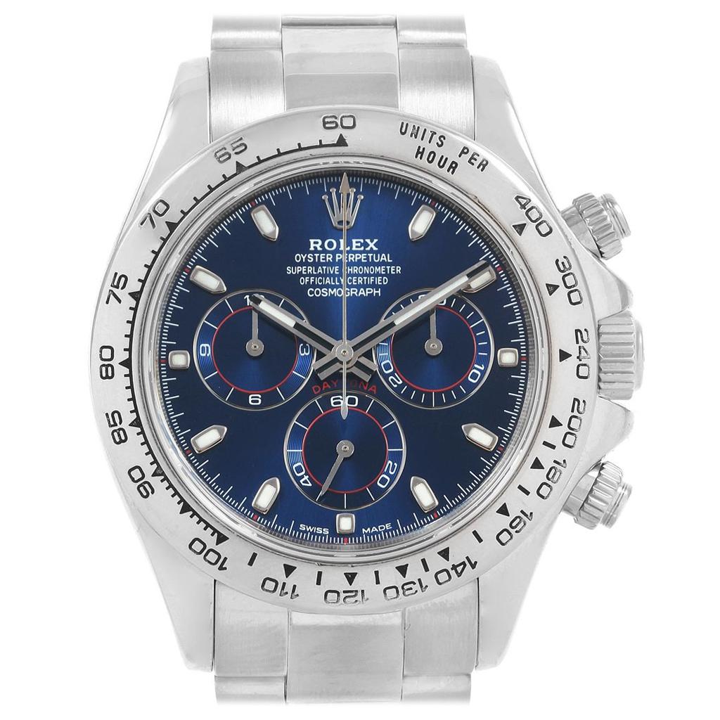 Rolex Cosmograph Daytona White Gold Blue Dial Men's Watch 116509 For Sale