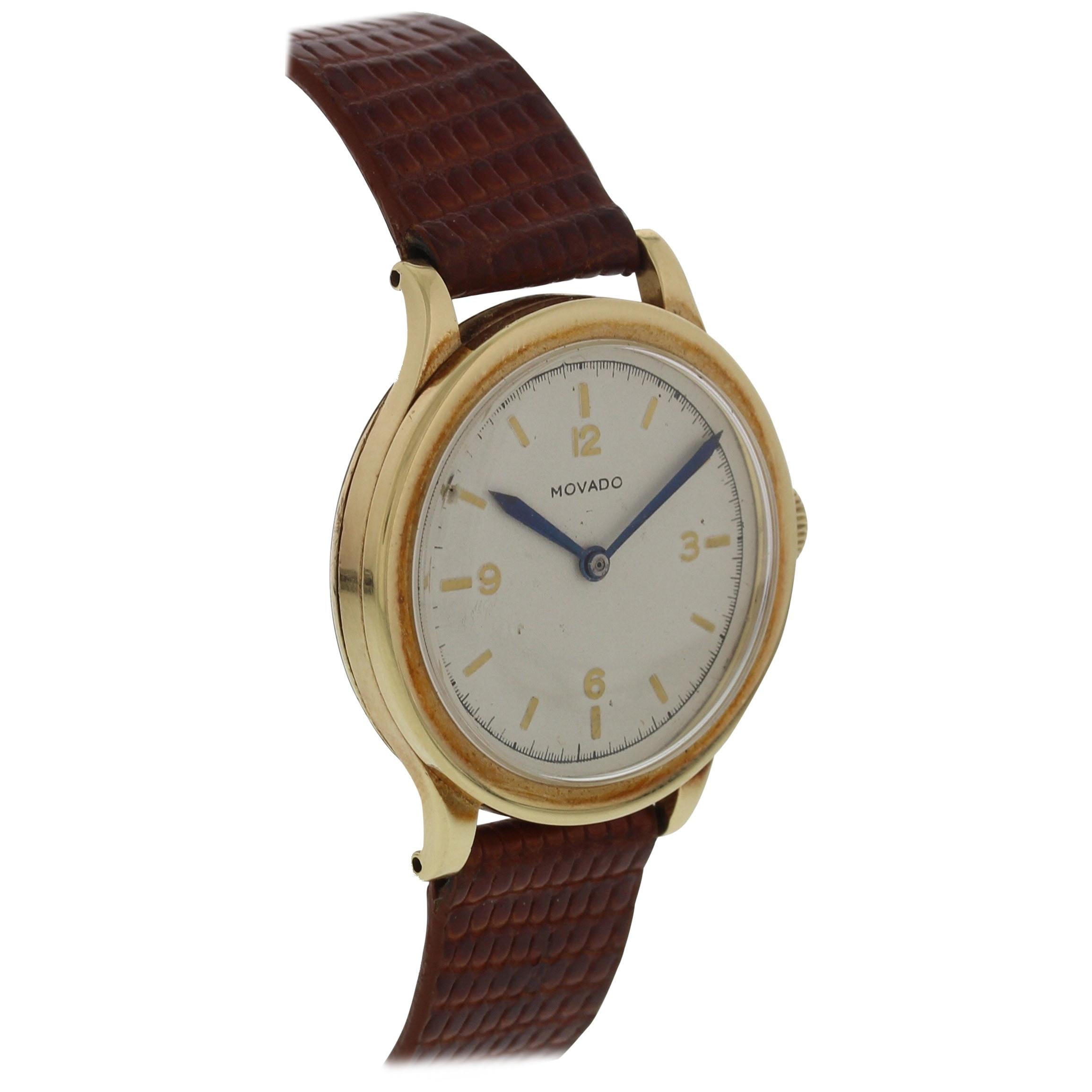 Vintage Movado Gold Toned Mechanical Hand Winding Watch For Sale