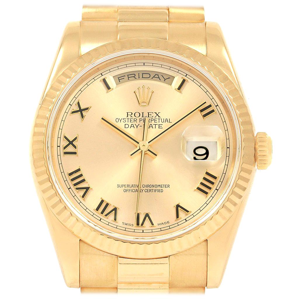Rolex President Day Date 18 Karat Yellow Gold Men's Watch 118238