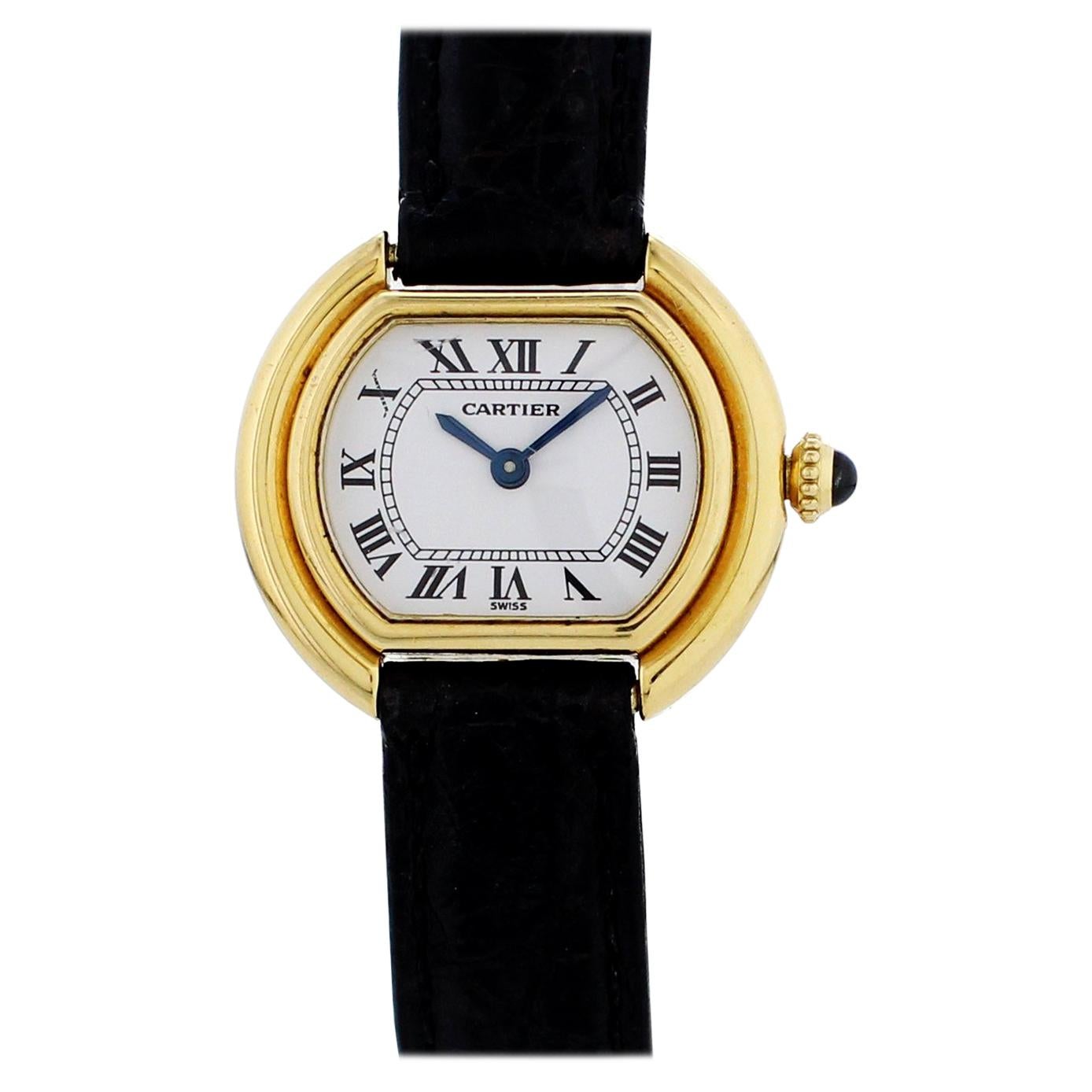 Cartier Paris Ellipse Gondole 18 Karat Yellow Gold Ladies Watch