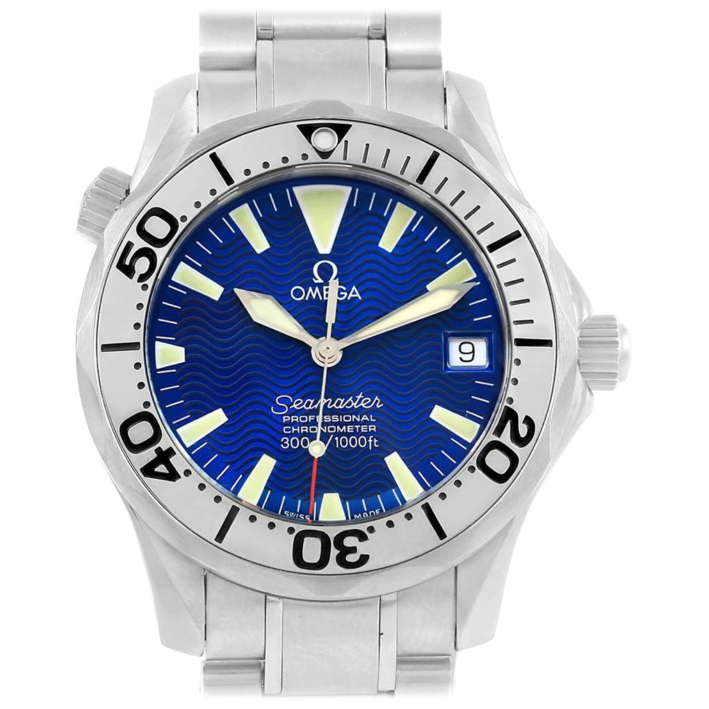 Omega Seamaster Midsize Steel Electric Blue Dial Watch 2554.80.00