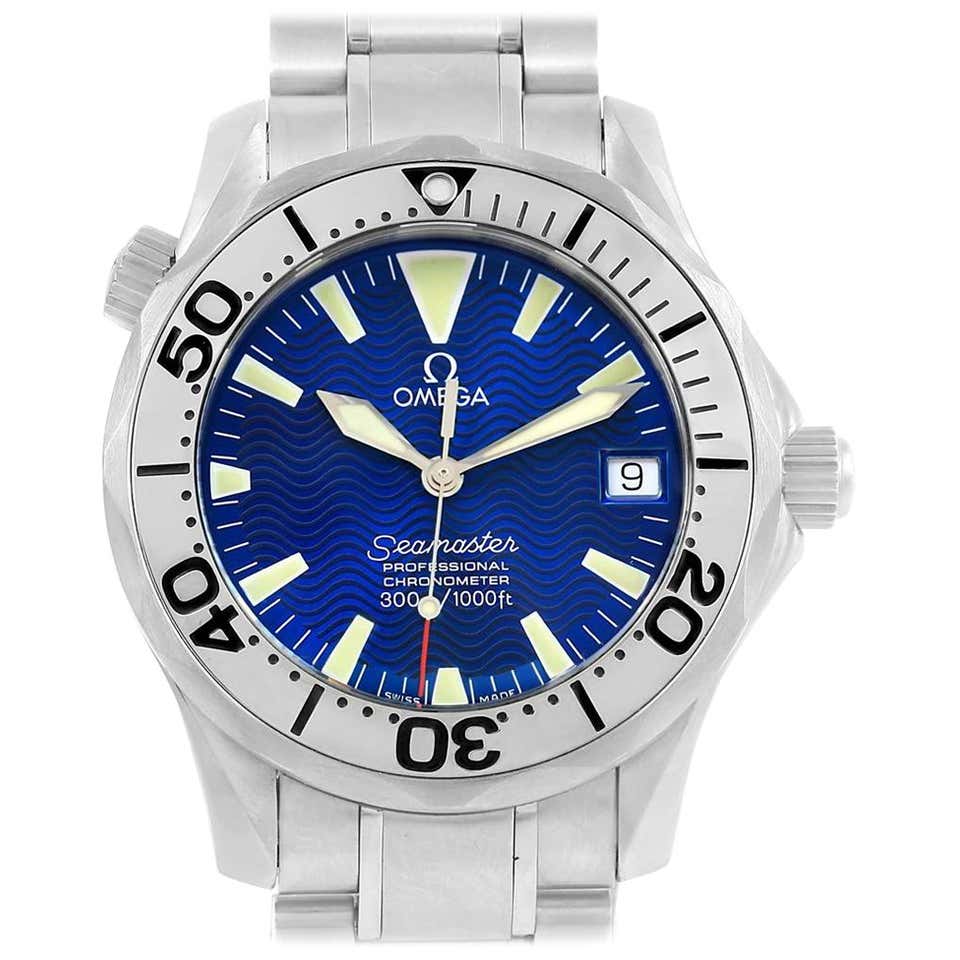 Omega Seamaster Midsize Steel Electric Blue Dial Watch 2554.80.00 at ...