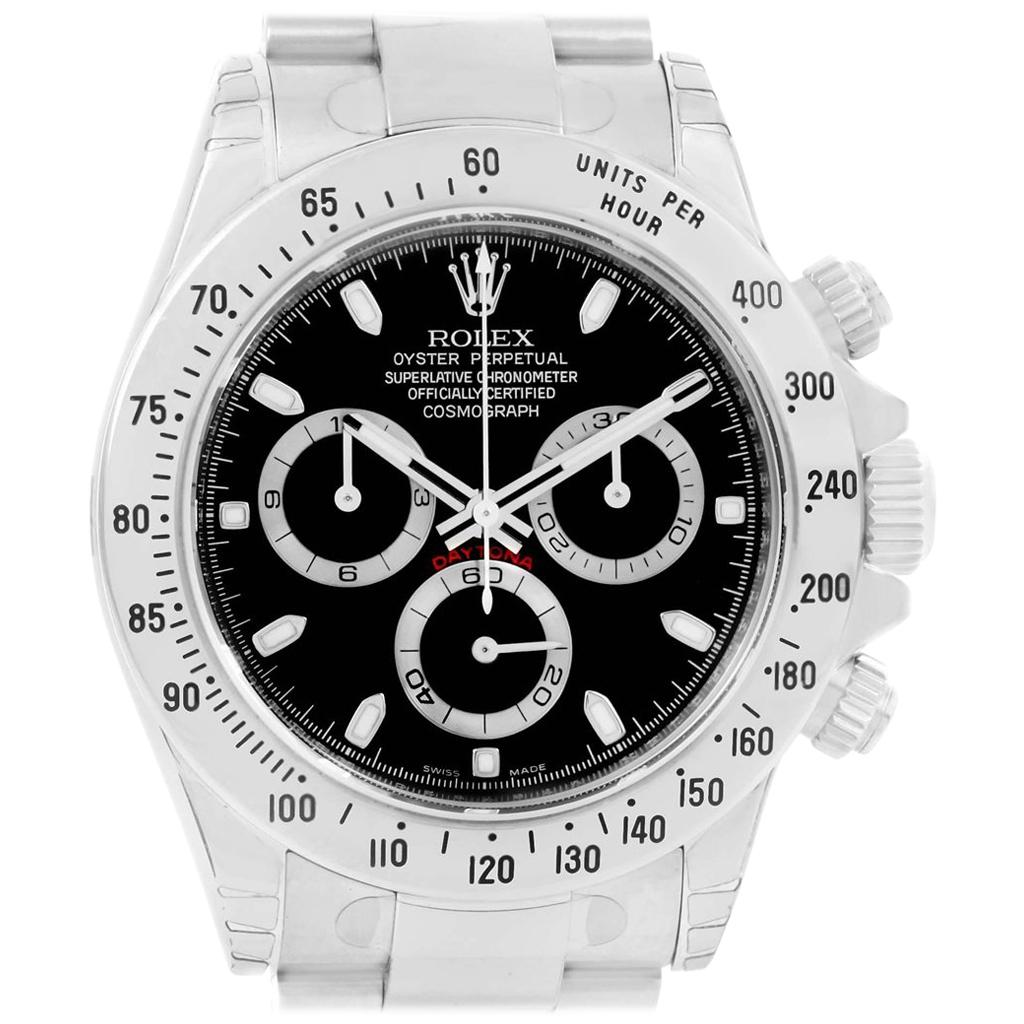 Rolex Daytona Black Dial Chronograph Steel Watch 116520 Unworn