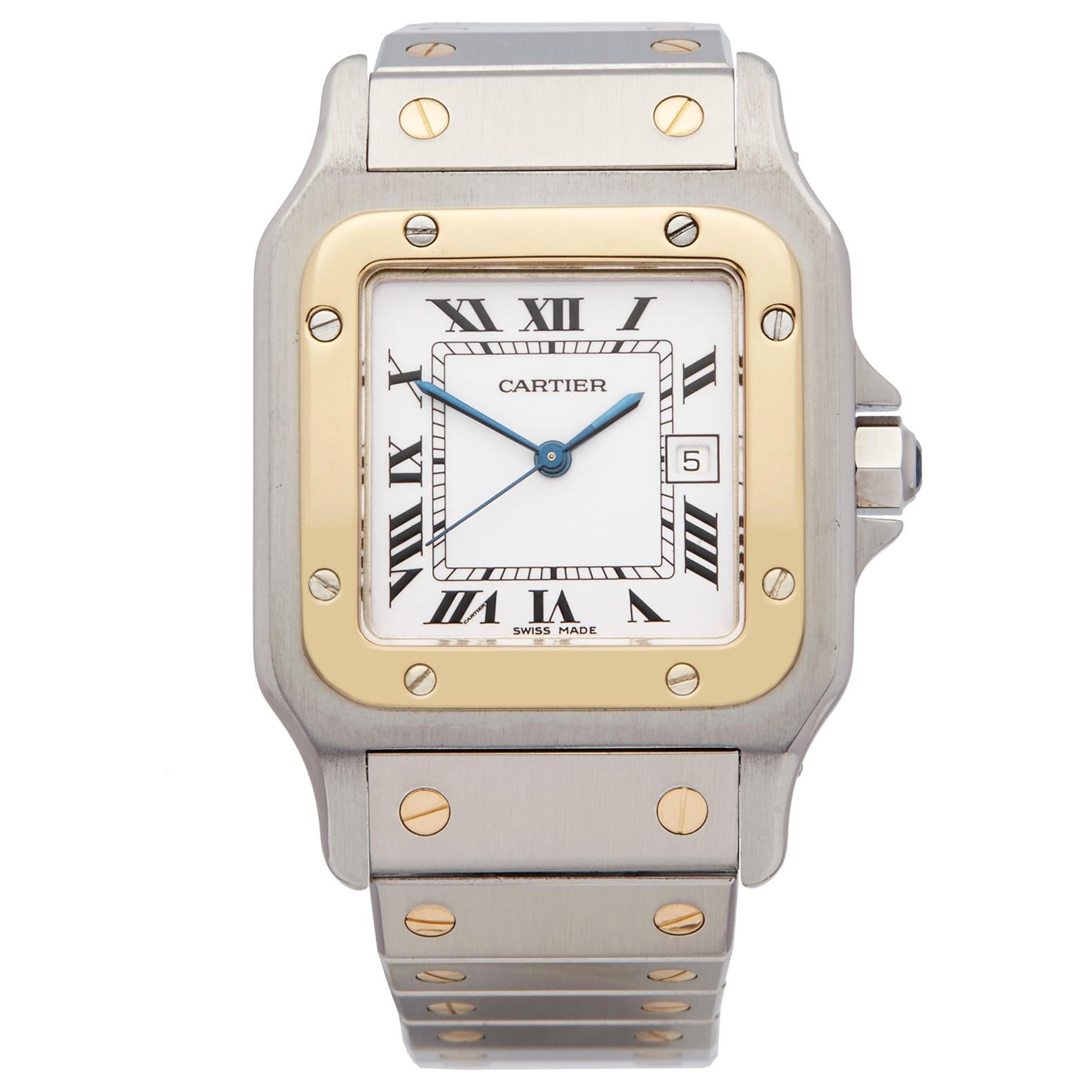 Cartier Santos Galbee Stainless Steel And 18k Yellow Gold 1553