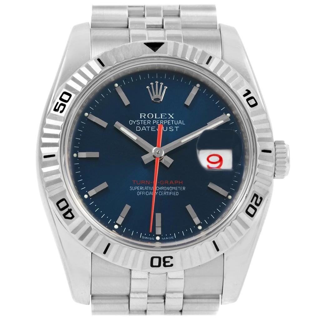 Rolex Datejust Turnograph Blue Dial Jubilee Bracelet Men's Watch 116264