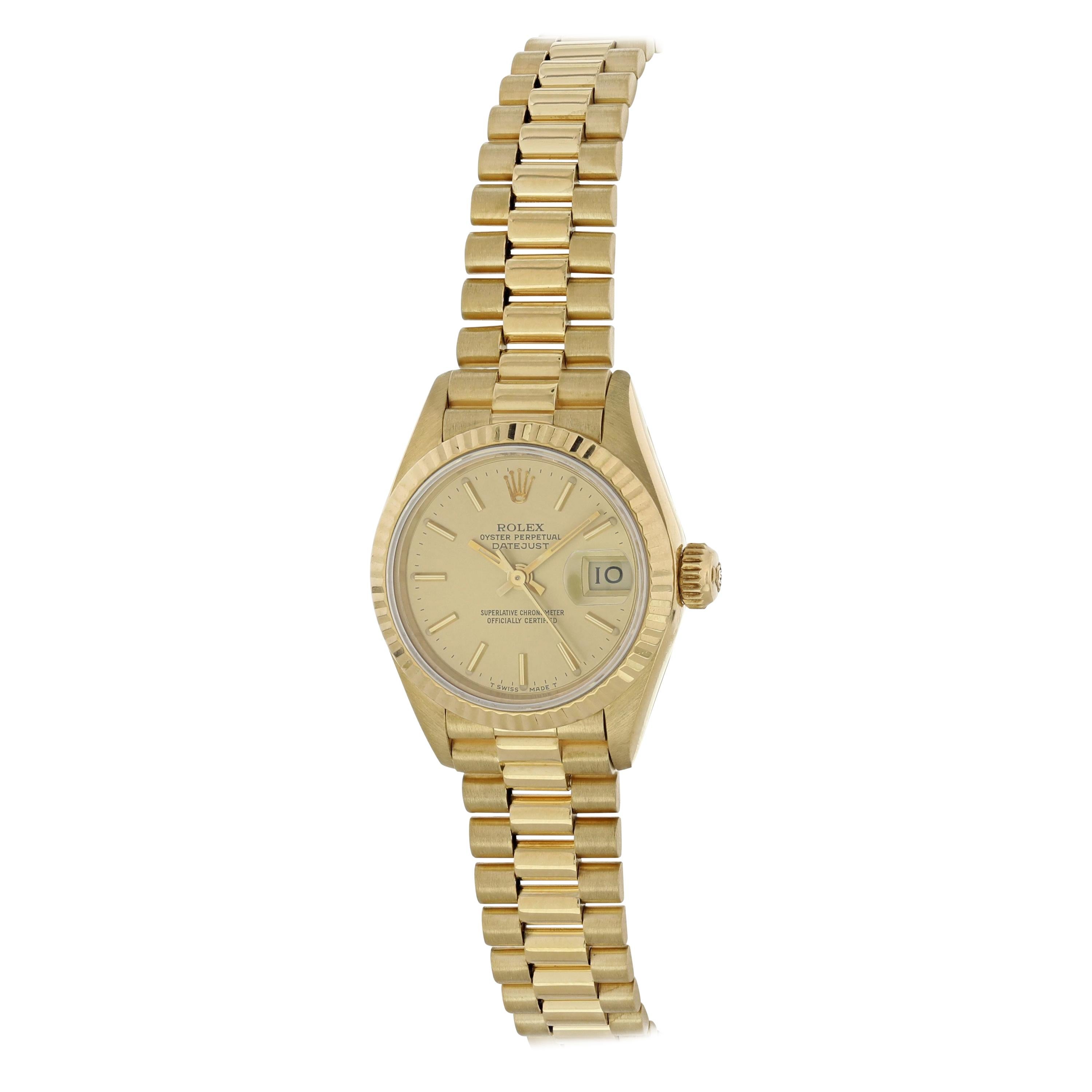 Rolex Datejust 69178 18 Karat Yellow Gold Ladies Watch For Sale