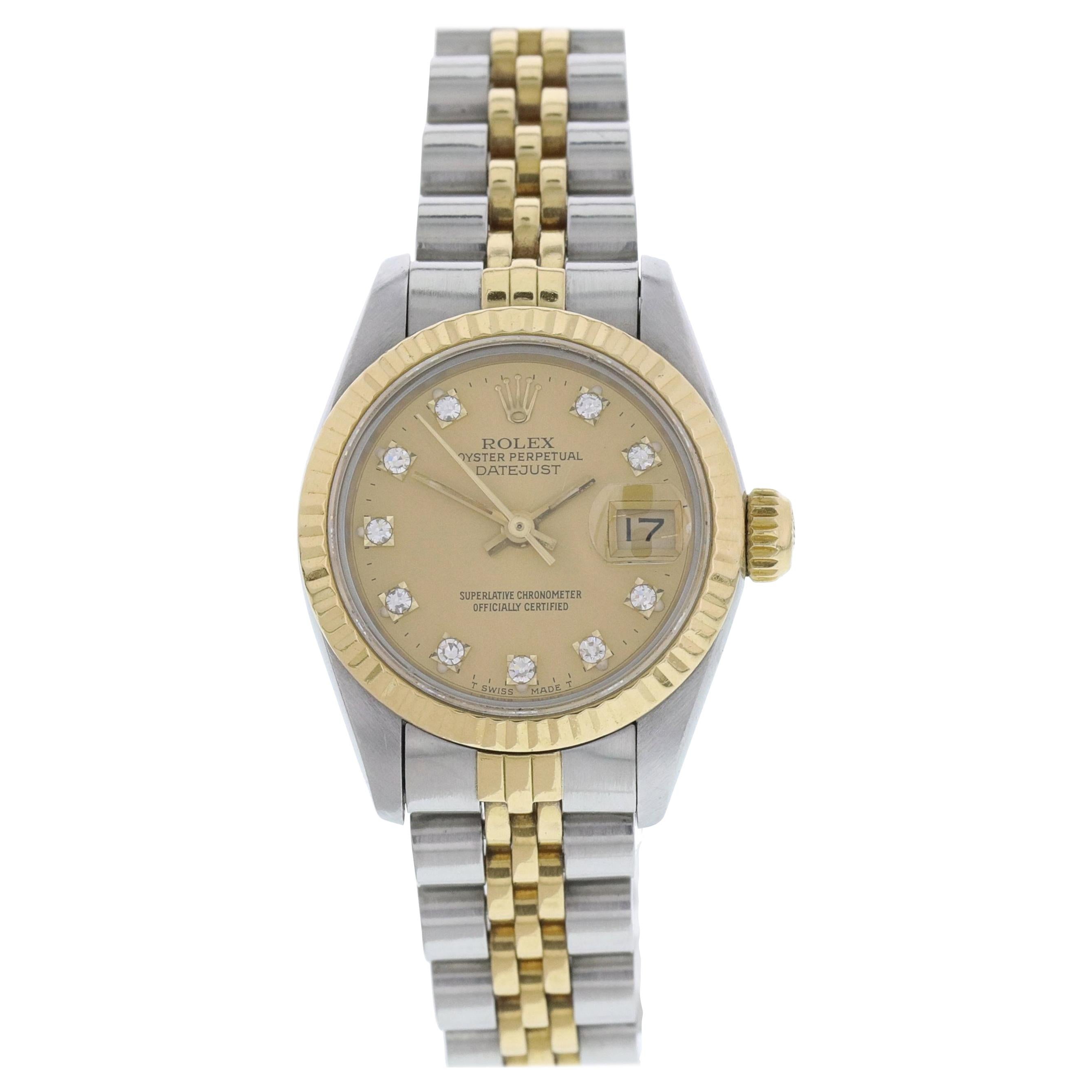 Rolex Oyster Perpetual Datejust 69173 Diamond Dial Ladies Watch