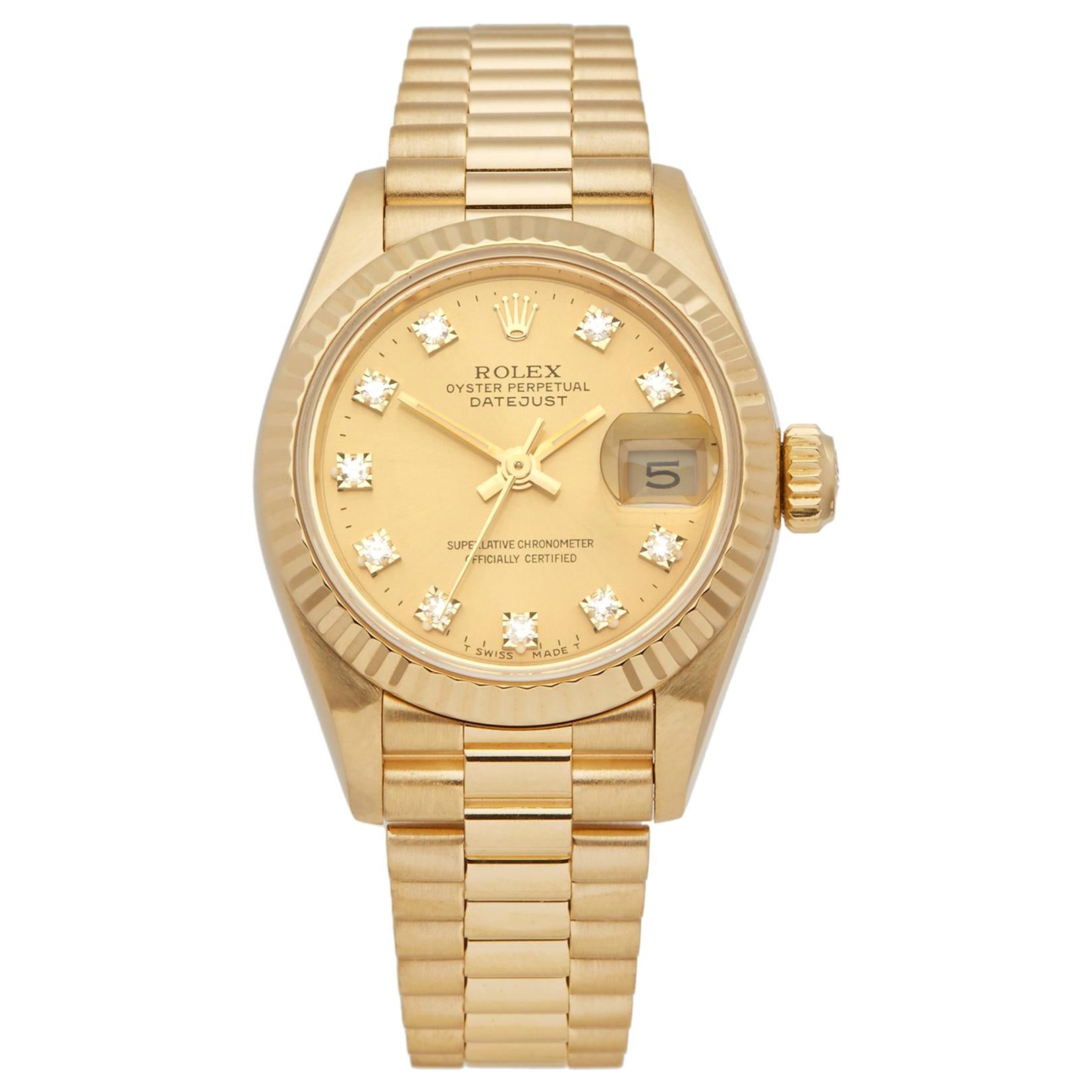 Rolex Datejust 26 18k Yellow Gold 69178G Wristwatch at 1stDibs