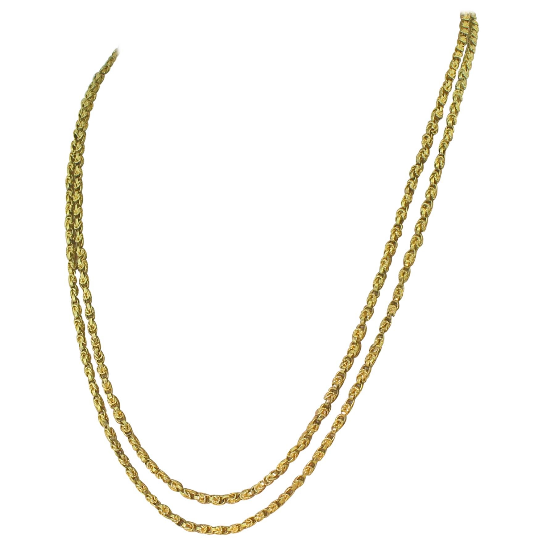 Victorian Yellow Gold Longaurd Chain For Sale