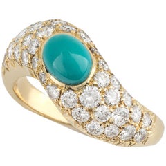 Boucheron - Bague robe en or jaune:: turquoise et diamant