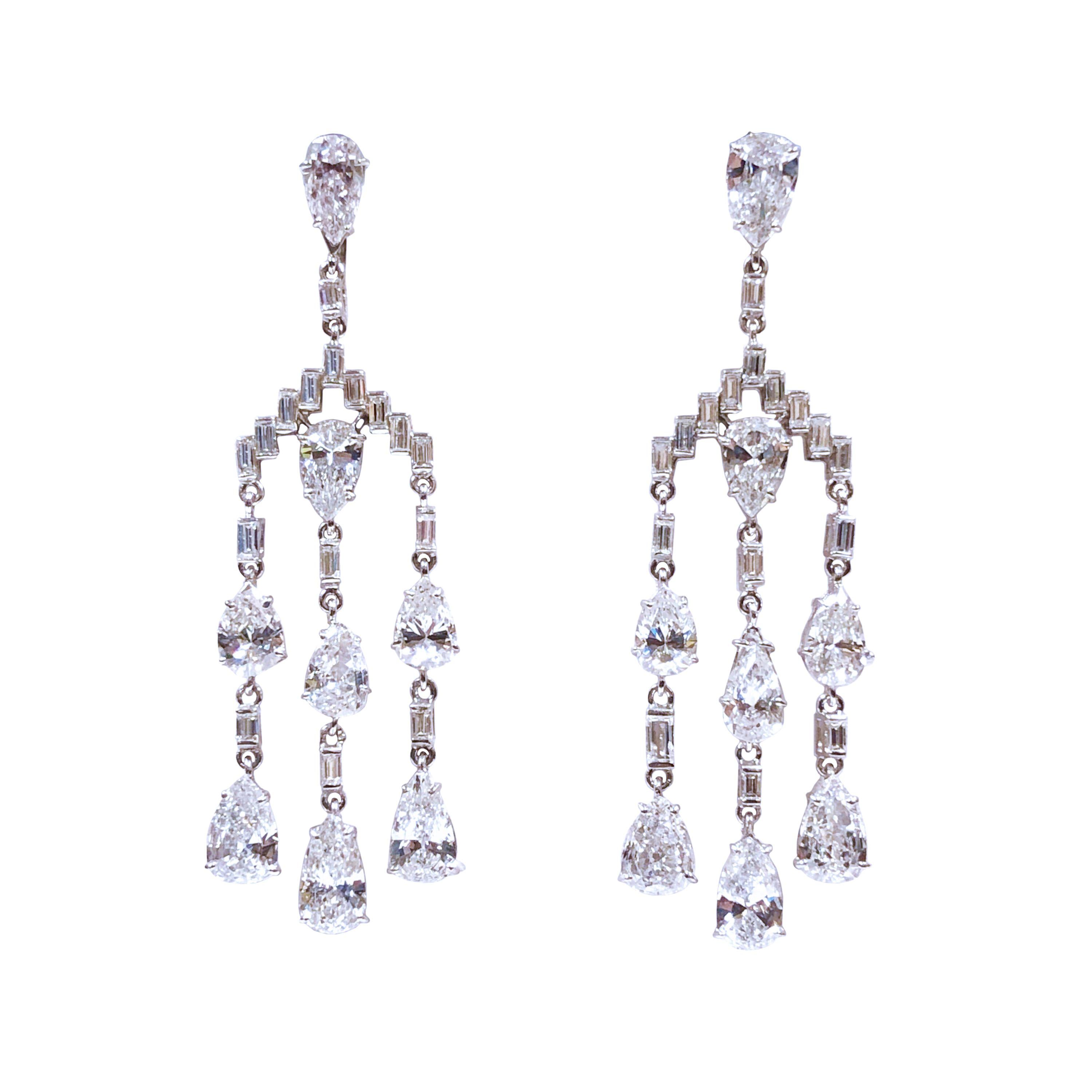 Boucles d'oreilles lustre platine et diamants