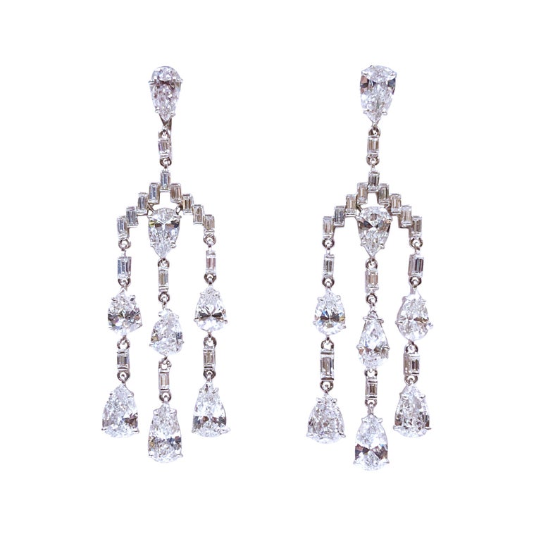 Platinum Diamond Chandelier Earrings For Sale at 1stDibs