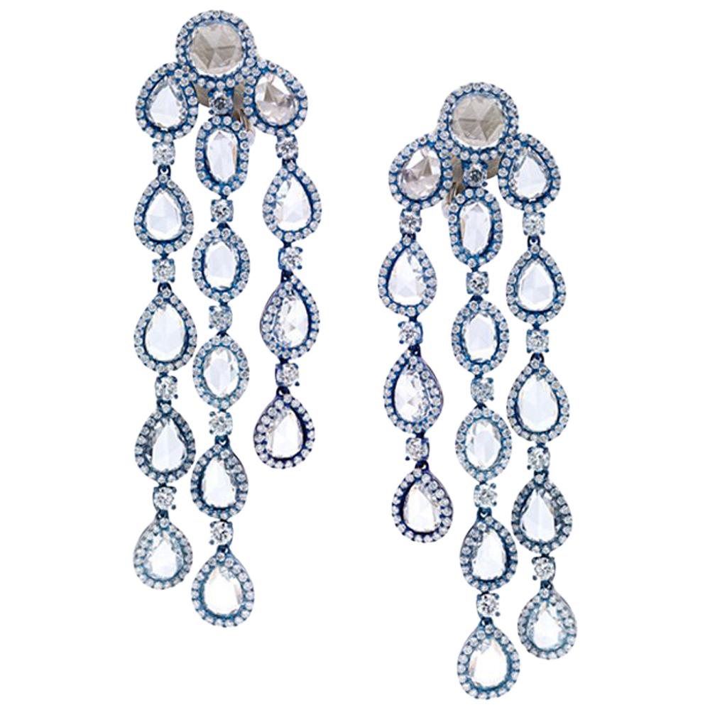 Titanium Dangle Earrings with Diamonds For Sale