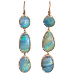 Dalben Australian Boulder Opal Light Blue Rose Gold Dangle Earrings