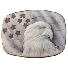 Large American Eagle Cameo Heirloom Pin Brooch Pendant Estate Fine Jewelry