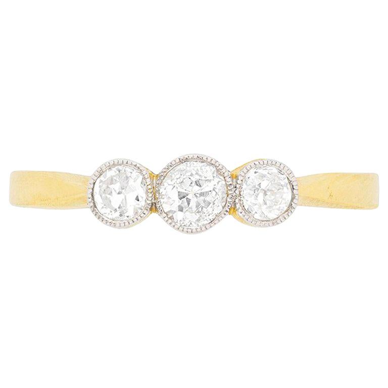 Victorian Diamond Three-Stone Engagement Ring, circa 1900s