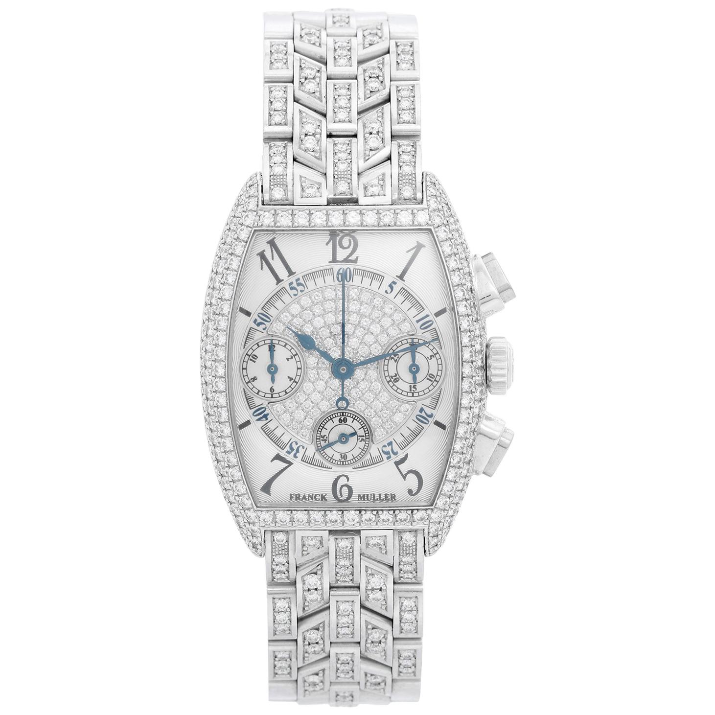 Franck Muller Cintree Curvex Chronograph Pave Diamond Ladies Watch