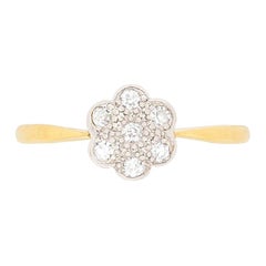 Art Deco Diamond Daisy Cluster Engagement Ring, circa 1920s
