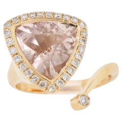 3.13 Carat Morganite and Diamond Bypass Ring