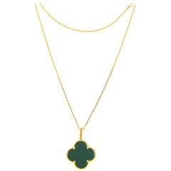 Van Cleef & Arpels Magic Alhambra Malachite Yellow Gold Long Necklace