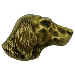 Victorian Golden Retriever Dog Emerald 14 Karat Gold Brooch Pin Riker Brothers