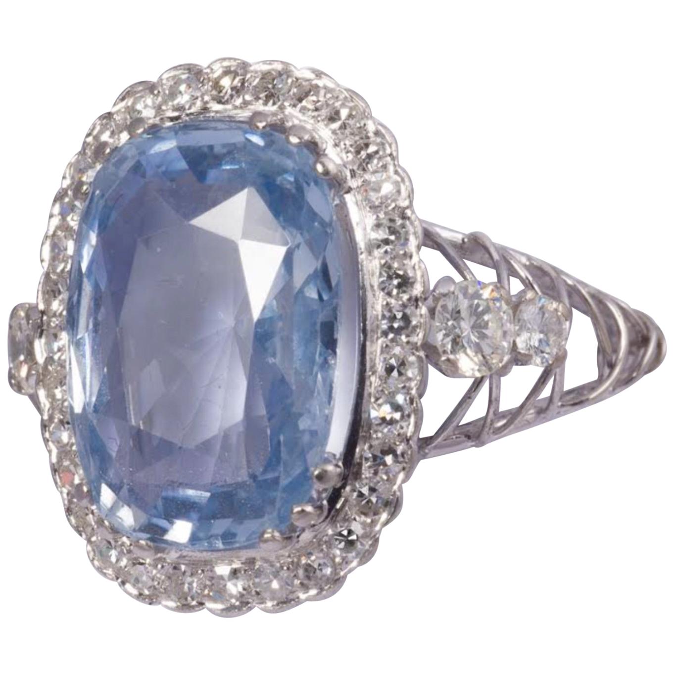 8 Carat Natural Oval Cut Sapphire Ring For Sale