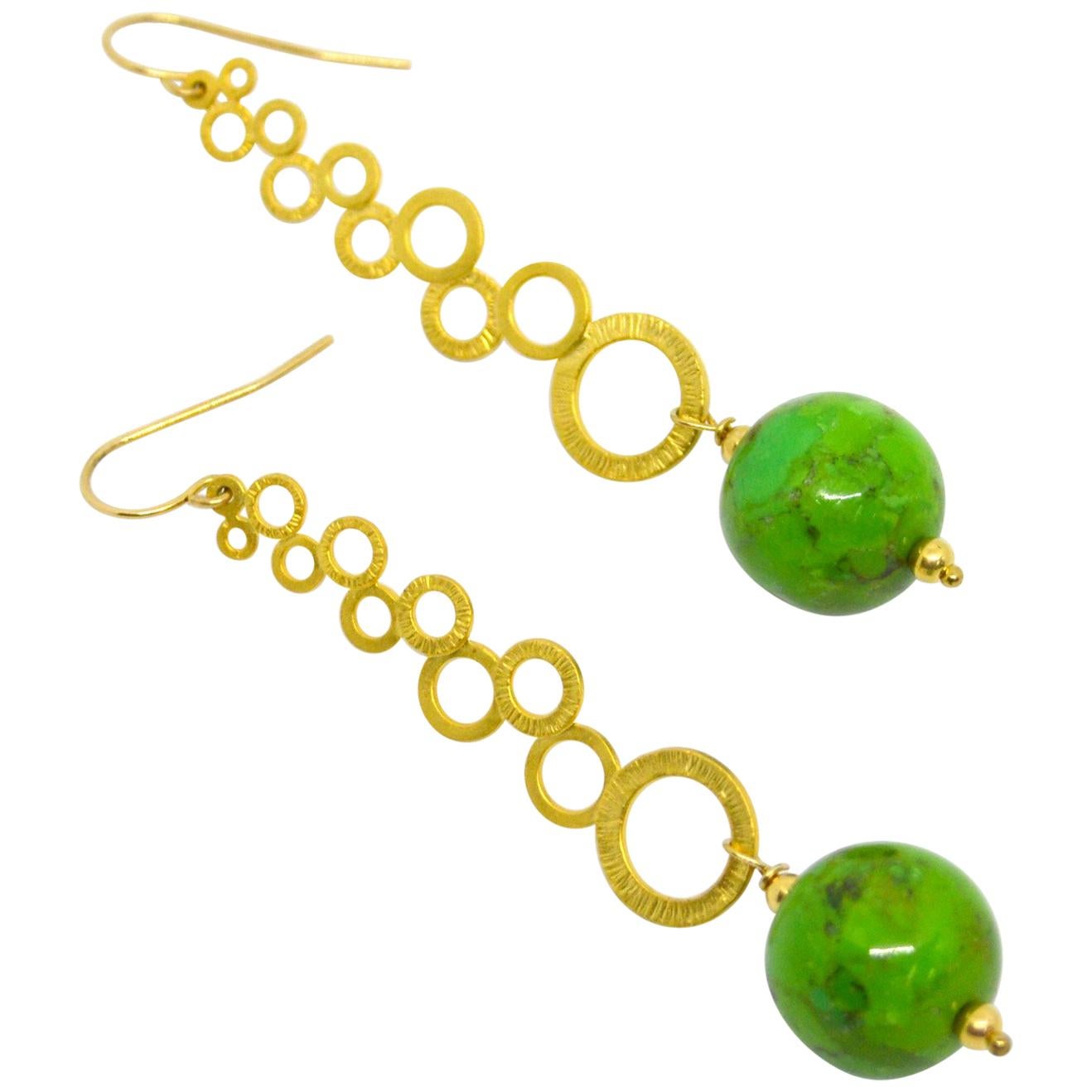 Decadent Jewels Mojave Green Turquoise Gold Multi Circle Earrings