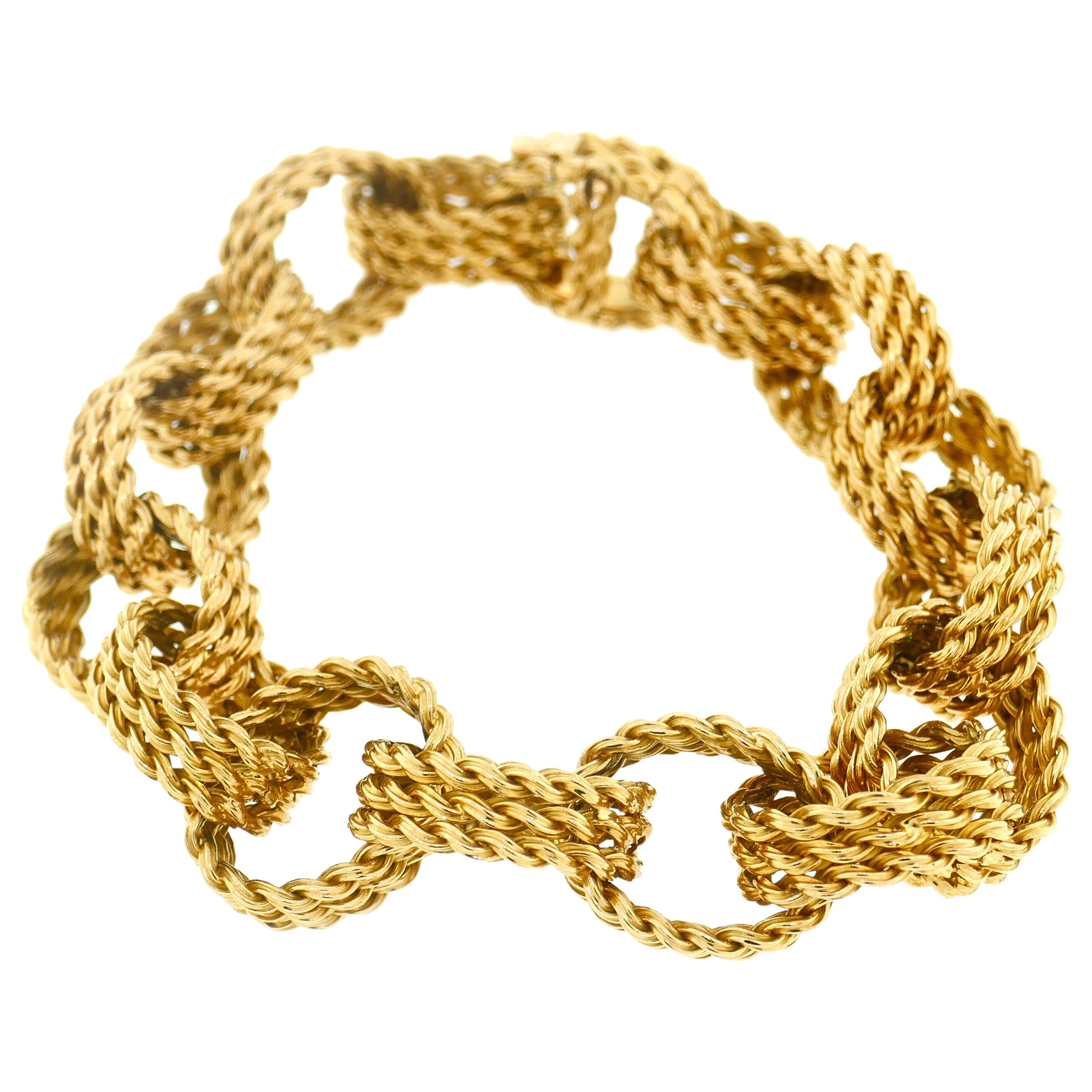 Tiffany & Co. France Yellow Gold Textured Link Bracelet
