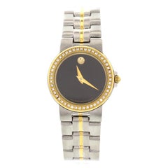 Ladies Movado Museum Bubble 18 Karat Gold-Plated, SS and Diamond Watch