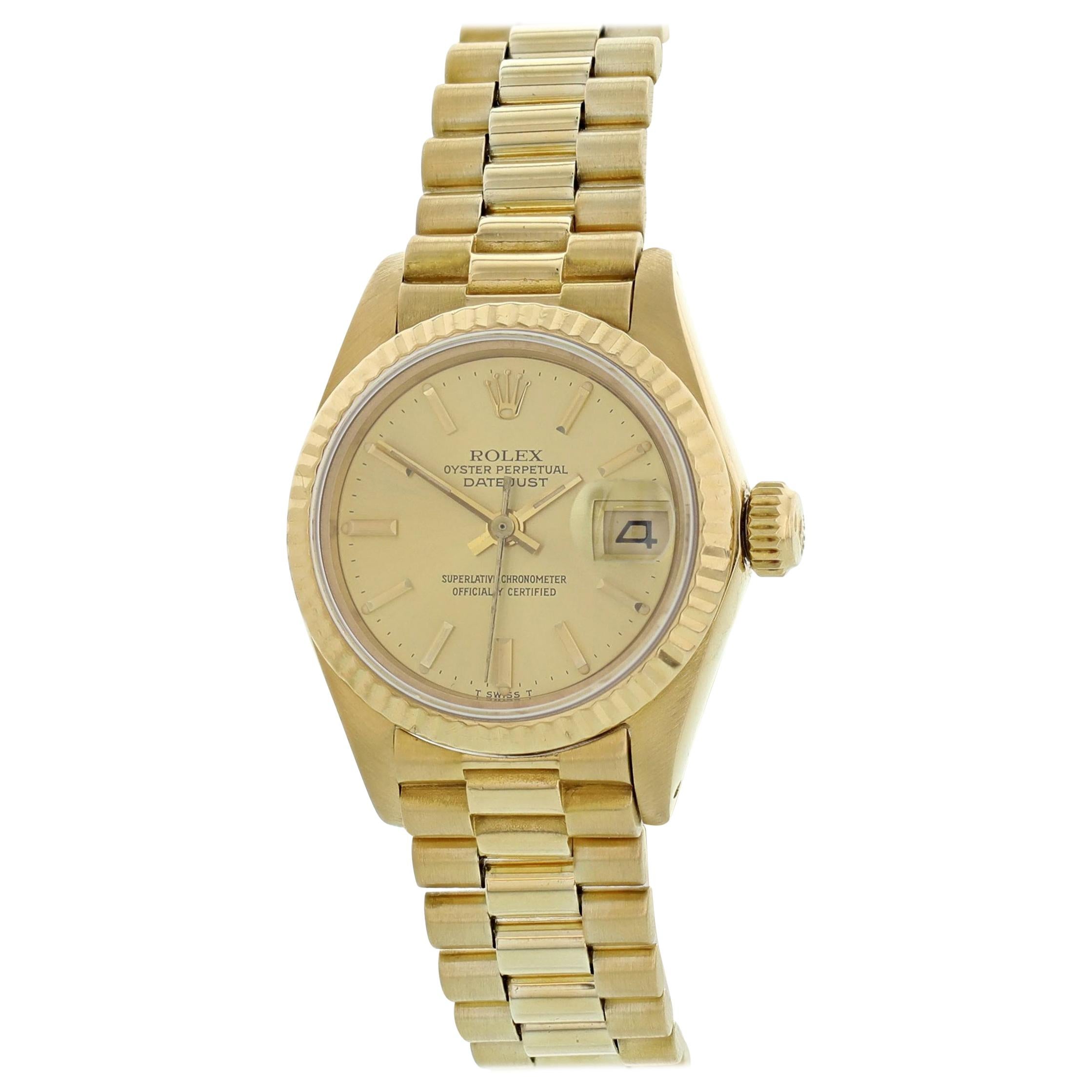 Rolex Oyster Perpetual Datejust 6917 18 Karat Yellow Gold Ladies Watch
