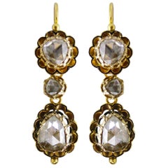 Georgian 18 Carat G-SI Rose Cut Diamond 'Day and Night' Earrings, circa 1700s