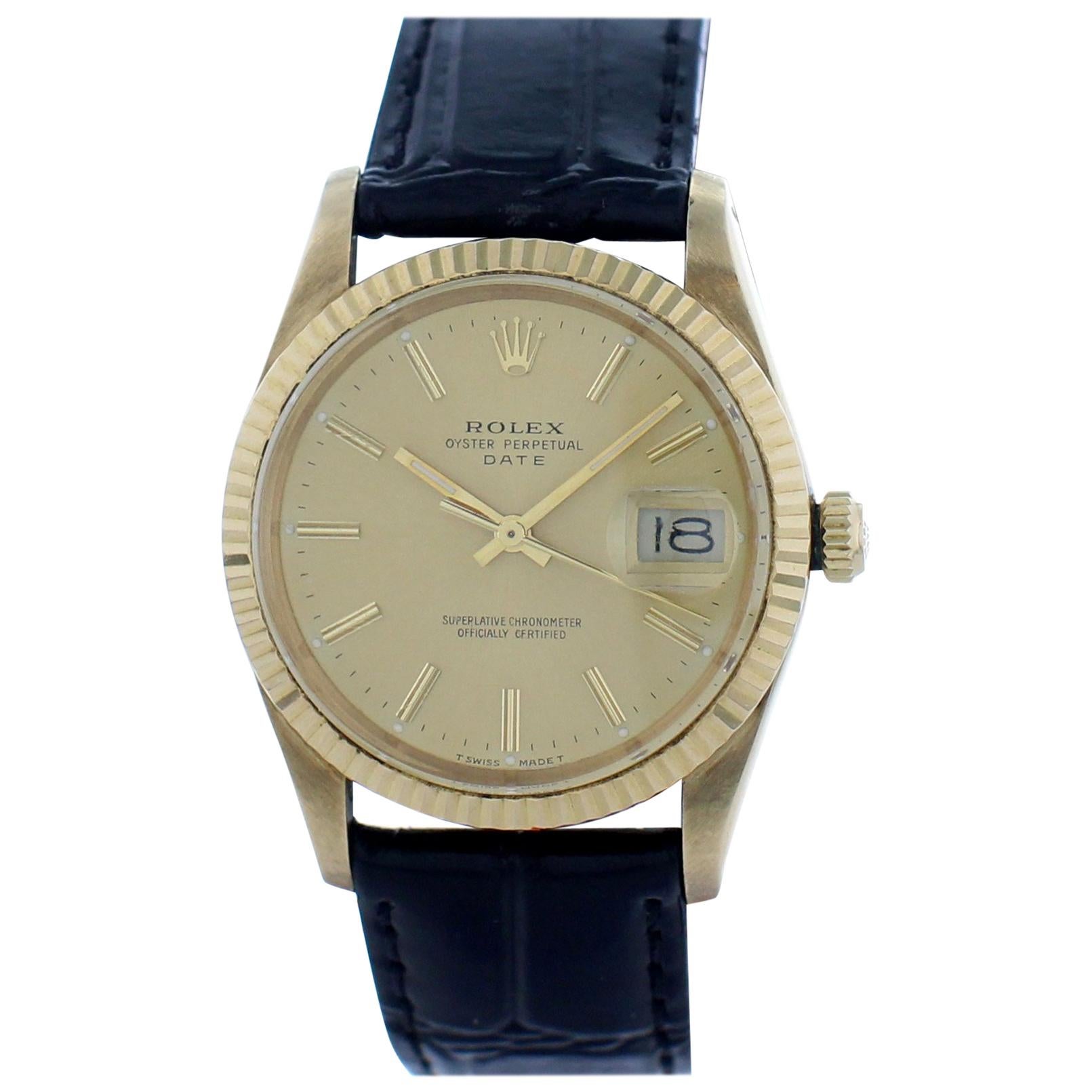 Rolex Oyster Perpetual Date 15038 18 Karat Yellow Gold Vintage Watch