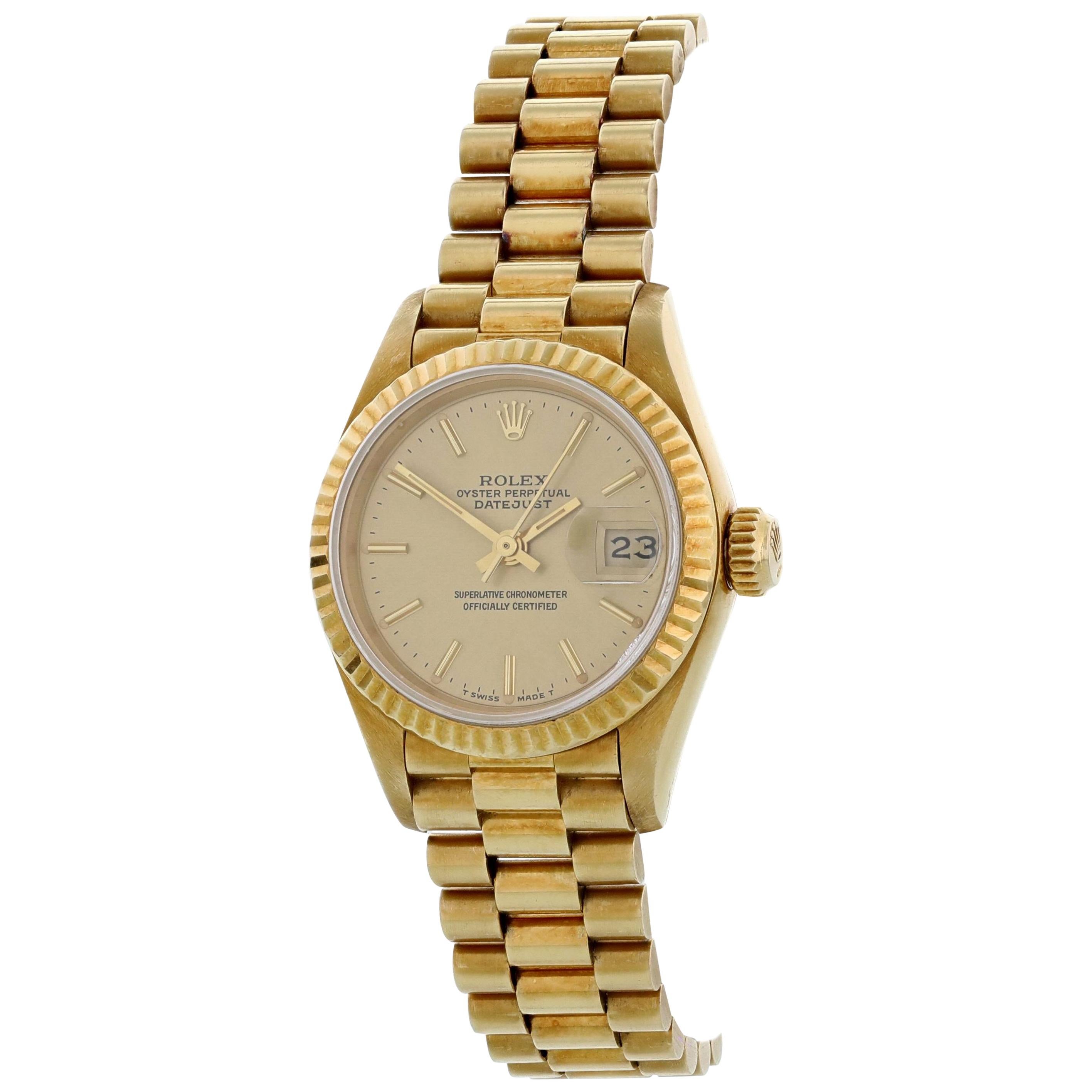 Rolex Oyster Perpetual Datejust 69178 18 Karat Yellow Gold Ladies Watch