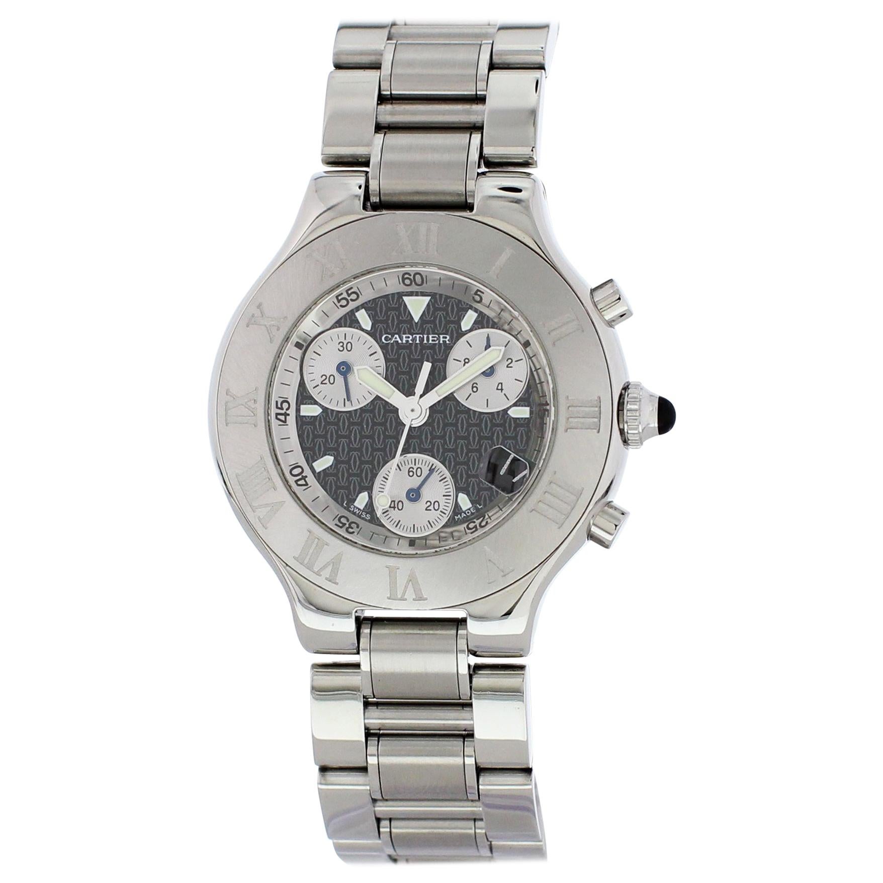 Cartier Chronoscaph 21 2424 Men's Watch For Sale