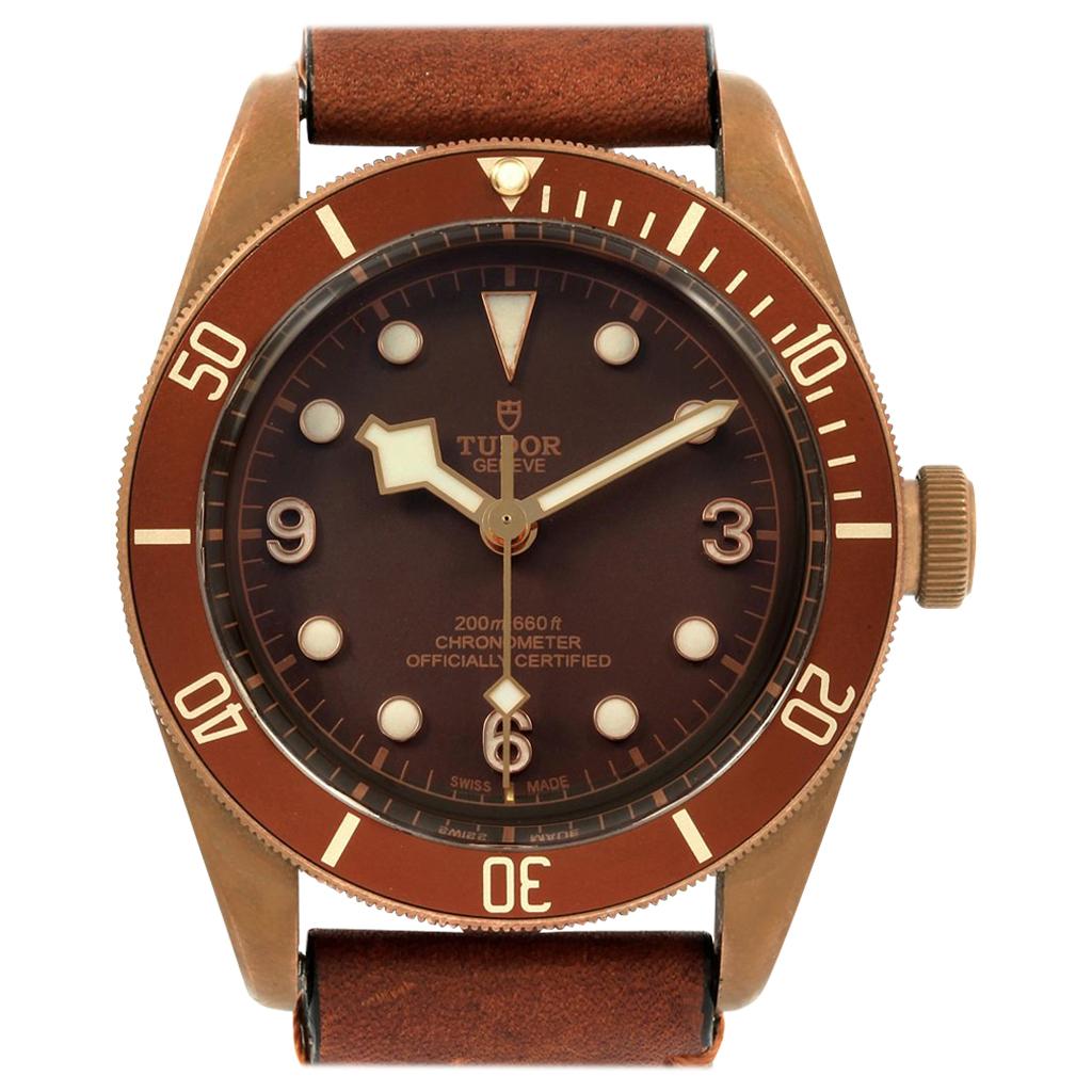 Tudor Heritage Black Bay Automatic Bronze Dial Leather Strap Watch 79250