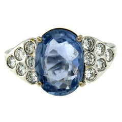Estate Sapphire Diamond Gold Ring