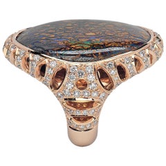 Monseo Secret Garden Rose Gold, Diamonds and Opal Boulder Yowah Ring