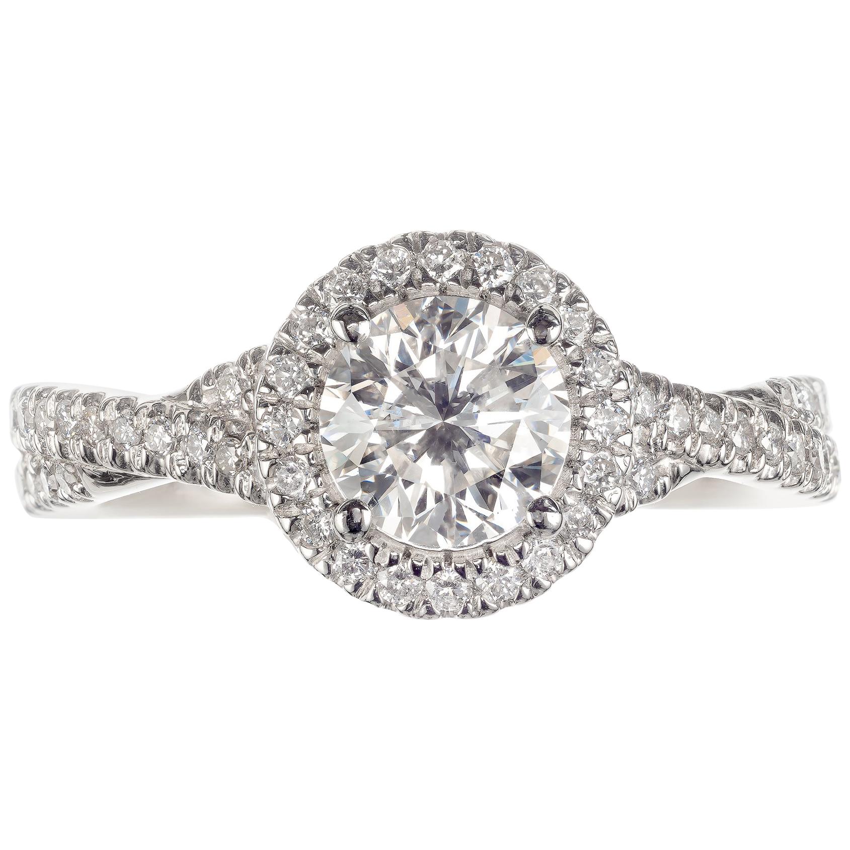 Peter Suchy Bague de fiançailles en platine avec diamants de 0,92 carat certifiés GIA en vente