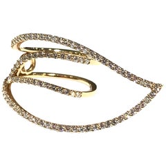 Crivelli 18 Karat Pink Gold Diamond Leaf Ring with 1.00 Carat Diamonds