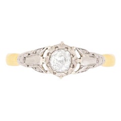 Antique 0.25 Carat Old Cut Diamond Solitaire Engagement Ring, circa 1920s