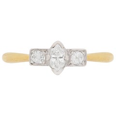 Art Deco Marquise and Old Cut Diamond Ring, circa 1920s