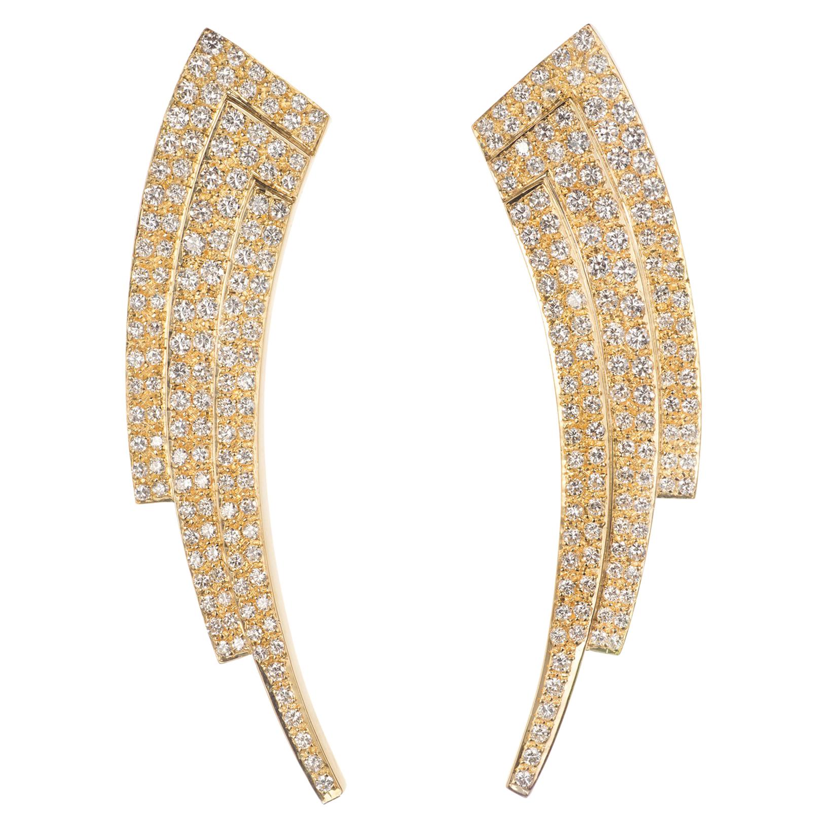 Boucles d'oreilles pendantes Peter Suchy en or jaune 5,35 carats